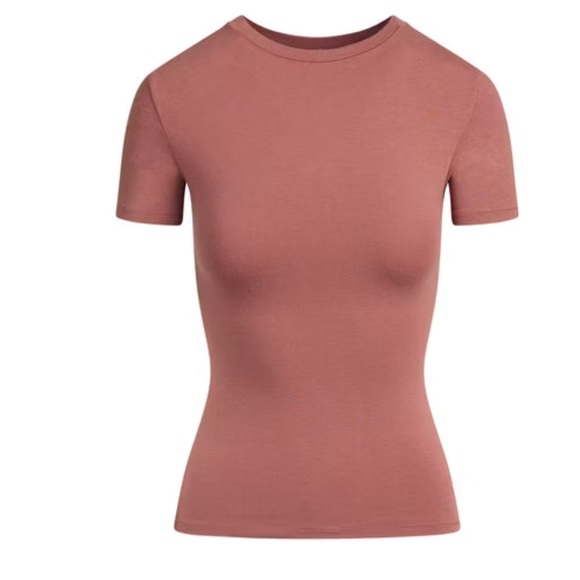 Skims Dusty Pink Cotton Jersey Tee - Picture 1 of 7